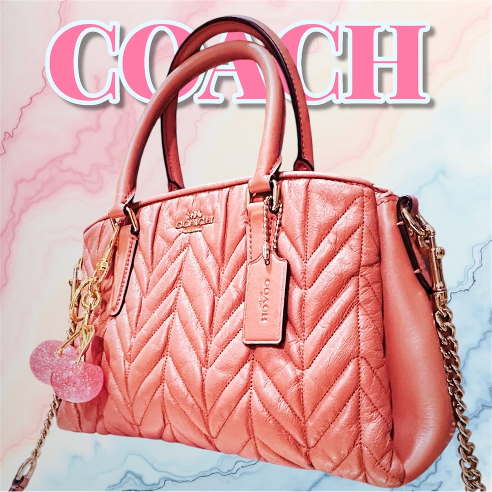 Coach soho shoulder bag Quilted Pink Satchel small crossbody bag tote bag - Picture 3 of 17